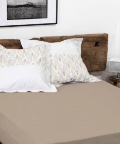 Home Linge Passion Spannbettlaken, Dunkelbeige, 160 x 200 cm + 25 cm, 100% Baumwolle, 57 Fäden/cm², Oeko-Tex Label, Pass