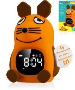 Bresser DieMaus Kinderwecker - sanftes Aufwachen, 3-stufiges Licht, Touch-Steuerung