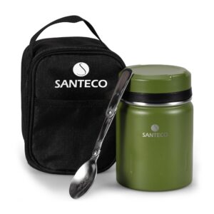 SEO-Titel: SANTECO Thermobehälter für Essen 18/8 Edelstahl, 500ml, 24 Stunden Kaltbehälter mit Isolierbeutel und Löffel