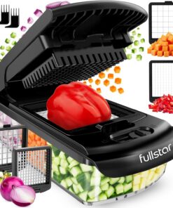 Fullstar Gemüseschneider 2-in-1 Schwarz - Spiralschneider Zerkleinerer für Kartoffeln Gurken Früchte