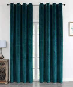 Samtvorhang Petrol 140 x 245 cm mit Öse für Schlafzimmer - Blickdichte Velvet Curtains | Samtvorhang 140 x 245 cm Petro
