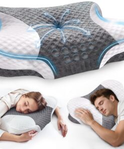 Memory Foam Nackenstützkissen gegen Nackenschmerzen – Höhenverstellbares Seitenschläferkissen