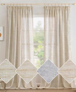 MIULEE Leinen Gardinen Vorhänge Wohnzimmer Schlafzimmer 2er Set modern Kräuselband 140x245 cm