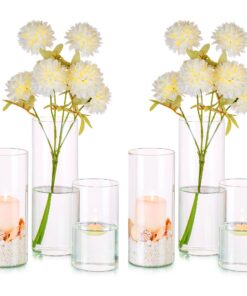 Hewory Glasvase Zylinder Set 6er + Ø 8.5cm 15/20/25cm + für Kerzen Hochzeit Tischdeko
