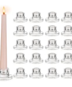 Glasseam Glas Kerzenständer Stabkerzen 20er Set Klar für Weihnachten Hochzeit Tischdeko