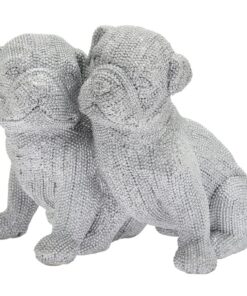 Leonardo Silber Glitzer Strass Ornament Figur für Hundeliebhaber als Dekoration und Geschenk