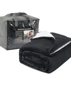 WOLTU Gewichtsdecke Therapie für Erwachsene, Anti Stress, flauschig Flanell Sherpa, 7 kg, Schwarz