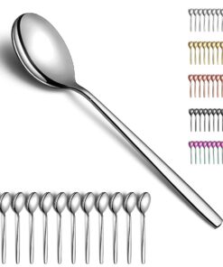 Berglander Suppenlöffel Edelstahl 12 Stück, glänzende moderne Tafellöffel, spülmaschinenfest | Berglander Dinner Spoon