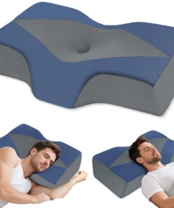 Orthopädisches Memory Foam Nackenstützkissen gegen Nacken- & Schulterschmerzen für Seiten- & Rückenschläfer mit 2 Höhen