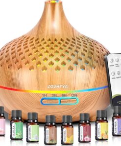 500ML Aroma Diffuser Mit 8 Ölen Für Aromatherapie Wenig Lärm Mit Fernbedienung 4 Timer 14 Farben 2 Sprühbilder