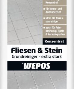 Wepos extra stark Fliesen & Stein Grundreiniger 1 Liter | Konzentrat | Kraftvolles Reinigungsmittel | für Innen- und Auß