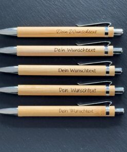 Personalisierter Bambus-Kugelschreiber, Wunschgravur, Geschenk für Hochzeiten Geburtstage und Abschiedsfeiern