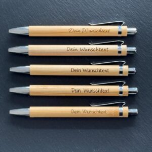Personalisierter Bambus-Kugelschreiber, Wunschgravur, Geschenk für Hochzeiten Geburtstage und Abschiedsfeiern