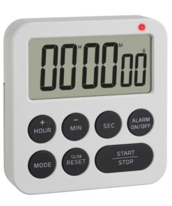 TFA Dostmann Digitaler Timer mit Stoppuhr und Wecker, 38.2051.02, ideal für Küche und Studierzimmer, mit LED Warnlicht u