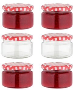 6er Set Marmeladengläser 250 ml mit Etiketten und Deckel für Einmachen