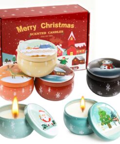 Obcxin Weihnachtskerzen Geschenkset für Weihnachten, Geburtstag und Valentinstag, 6 Stück 100% NATÜRLICHES Sojawachs 2,5