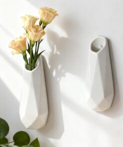 Moderne Weiße Keramik Wandvase 5.9 Zoll Hängend – Elegante Blumen-Deko für Wohnzimmer & Küche