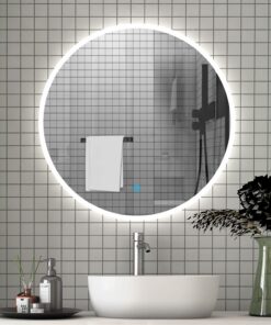 AICA Sanitär LED Badspiegel - Rund 60 cm, Touch-Schalter,Alpha Serie mit herzerwühlender Beleuchtung | AICA Badspiegel
