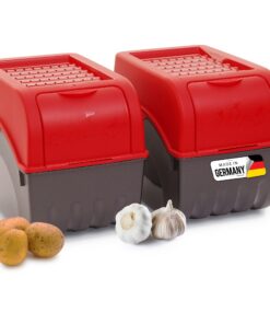 Novaliv Kartoffel Aufbewahrungsbox ROT 2x groß 9L | Frischhaltung für Kartoffeln und Zwiebeln | Stapelbare Gemüsebox | O