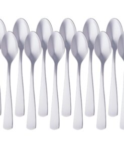 Amazon Basics Edelstahl Kaffeelöffel mit quadratischem Rand, 14,2 cm, für die Heimenamehme, 12er-Pack