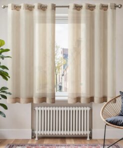 TOPICK Hell Beige Transparent Gardinen Wohnzimmer Schlafzimmer Küche 145x140cm OEKO-TEX STANDARD 100