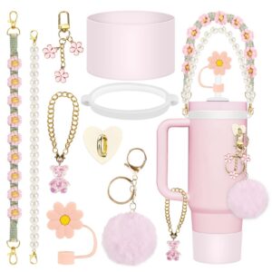 Stanley Cup Zubehör, 9 Stück, für Stanley Wasserflaschen 1.2L & 850 ml, Silicium Becher Stiefel, Rosenrot Stanley Cup Zu