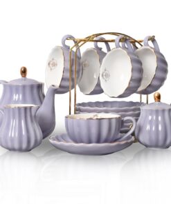 Sweejar Home Violette Keramik Teeservice Set für 6 Personen