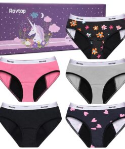 Rovtop Mädchen Perioden Unterwäsche Baumwolle Comfort Unterhosen 5er Pack | Rovtop Damen Perioden Unterwäsche Naturbaum