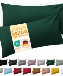 Blumtal Oeko-TEX zertifizierte Kissenbezüge 40x80, 2 Stück - extra weich & waschmaschinenfest - Dunkelgrün