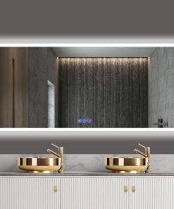 LED Badspiegel mit Beleuchtung | Einzige Rahmung 150 x 70 cm | 3 Lichtfarben dimmbar Warmweiß/Kaltweiß/Neutral | Touch-S
