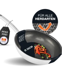 Moritz & Moritz Edelstahlpfanne Wabenstruktur 28cm Antihaft mit Keramikbeschichtung - für Küchenprofi und Amateur - geei