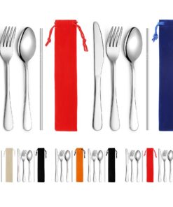 Kyraton Campingbesteck inklusive Messer, Gabel, Löffel, spülmaschinenfest für Outdoor und Picknick Satz mit 2 Packungen