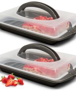 Hausfelder Kuchentransportboxen 2er Set für Blechkuchen - praktisch und sicher beim Transport - 24x33x9 cm