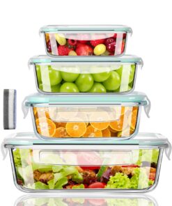 Familien-Set Meal Prep Boxen - 370-640-1040-1520ml Frischhaltend Gläser | Mikrowellengeschirr & Backofen-sicher (-40°C b