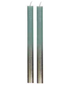 Stabkerzen Set Eukalyptus mit Gold, 25cm, 10 Stunden Brenndauer für Wohnzimmereinrichtung