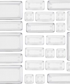 25 Stück Transparenter Rutschfester Schubladen-Organizer in 4 Größen für Badezimmer, Küche & Schminktisch