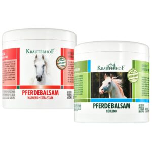 Kräuterhof Pferdebalsam Set Kühlend und Wärmend (2 x 500 ml) - Menthol und Kampfer gegen Muskel- und Gelenkschmerzen, Du