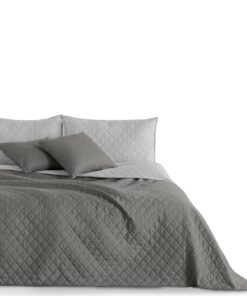 DecoKing Tagesdecke 240 x 260 cm zweiseitig pflegeleicht anthrazit grau Silber Bettüberwurf 77108