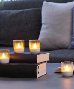 Northpoint LED Akku Lounge Lichter 4er-Set mit Touchsensor Kabellos für Innen und Außen RGBW Flackereffekt intestinal wh