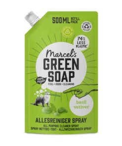 Marcel's Green Soap - Allzweckreiniger Spray Nachfüllung Basilikum & Vetiver - Umweltfreundlich - Vegan - Zu 99% biologi