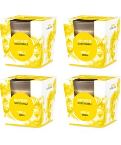 pajoma® Duftkerze 4er Set Vanille - im satinierten Glas | edler Geschenkverpackung, Premium Qualität | 4x 120g Wachsgewi