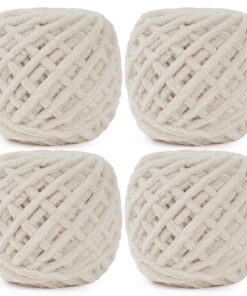Aeelike Wolle 4 x 100 g, dickes Strickwolle für Kissen, Decken und Schals, Beige