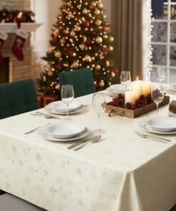 KAMACA Lotus Effekt Tischdecke Magic Stars für Fleckschutz Advent & Weihnachten - farb- & formstabil stilvoller Glanz