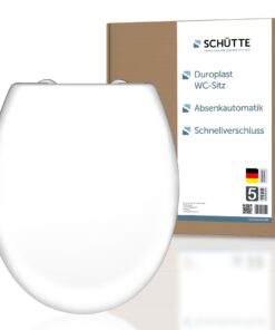 SCHÜTTE WC-Sitz mit Absenkautomatik fürargediete Belastbarkeit bis 150 kg, ideale Wahl für DiYY-Enthusiaste, Weiß SCHÜ
