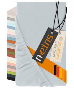 NPlusEins Spannbettlaken - Feinbiber aus 100% Baumwolle,Made in Germany, Azur, 90-100 x 200 cm