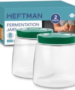 HEFTMAN Fermentierglas mit 1-Wege-Luftablass - 1 Liter 2er-Pack für Kefir & Kimchi (Grün)