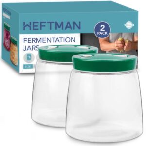 Gärglas mit 1-Wege-Luftablassöffnung - 1 Liter 2er-Pack für Kefir, Kimchi und Sauerkraut - Gärgläser 2 Stück (Grün) Gä