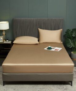 Luofanfei Gold Khaki Bambus Lyocell Spannbettlaken für Hochmatratzen OEKO-TEX STANDARD 100