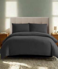 Kомfortec Premium Bettwäsche Anthrazit 135x200 mit Kissenbezug 40x80 cm OEKO-TEX Standard 100 Komfortec Premium Gebürs