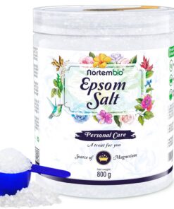 Nortembio Epsom Salz 100% Pur 800 g - Konzentrierte Magnesiumquelle für empfindliche Haut + Gratis E-Book
